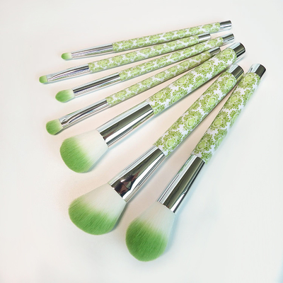 7 Pieces Oval Makeup Brush Set Beauty Green Forest Endless Fun