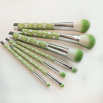 7 Pieces Oval Makeup Brush Set Beauty Green Forest Endless Fun