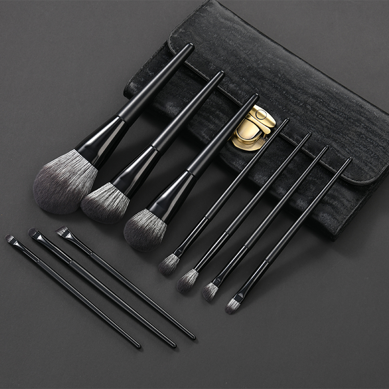 10 pcs black handmade makeup brushes